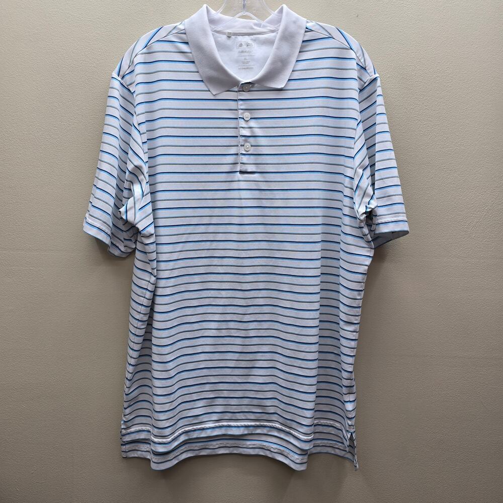 Adidas Men's Striped Climalite Golf Polo Shirt Short Sleeves Multicolor Size XL